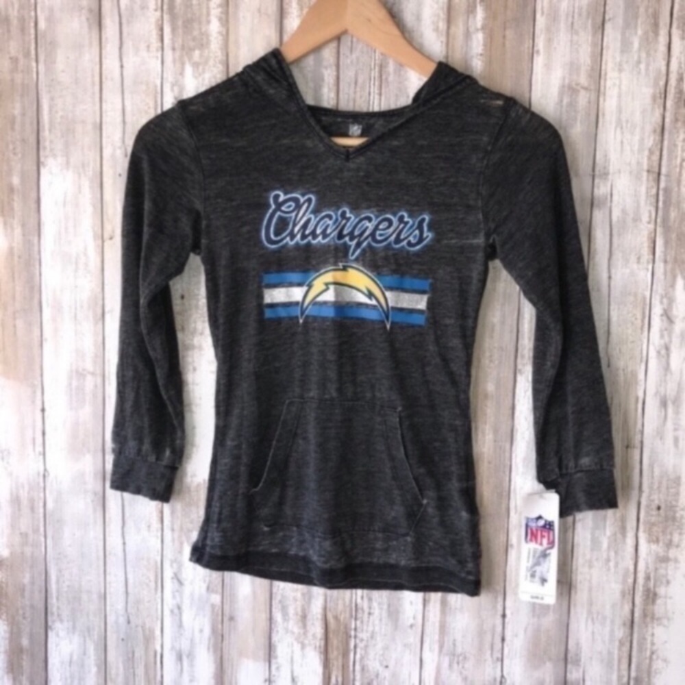 NWT Girls LA Chargers Hooded Tee Small Kids Long Sleeve Hoodie Shirt NFL